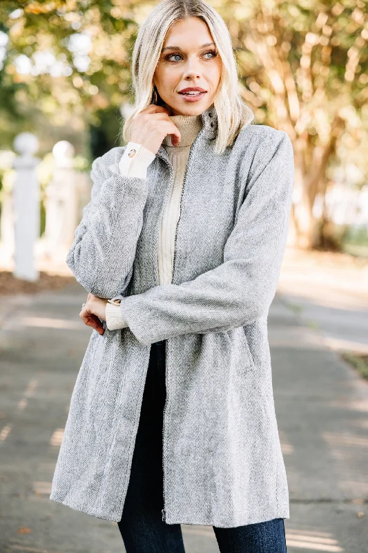 Versatile Casuals Do What You Love Gray Herringbone Coat