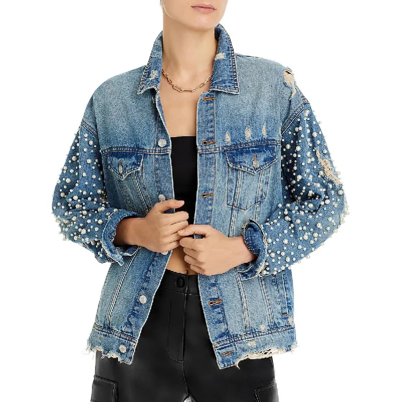 Relaxed Looks Sunset & Spring Womens Embellished Casual Denim Jacket