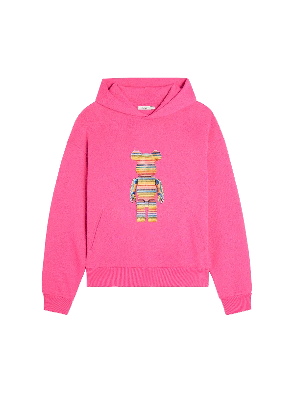 Comfy Chic Wear Pangaia x Haroshi BE@RBRICK™ Recycled Cotton Hoodie—flamingo pink