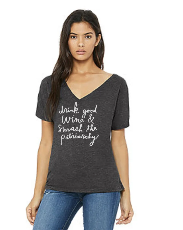 Elegant Wear Drink Good Wine : Women's Slouchy V-neck