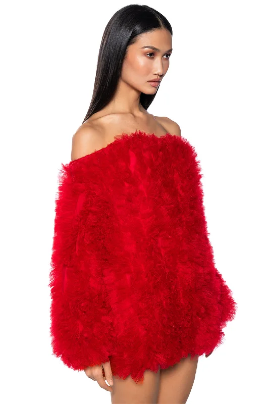 Relaxed Fits LOOFAH OFF THE SHOULDER MINI DRESS