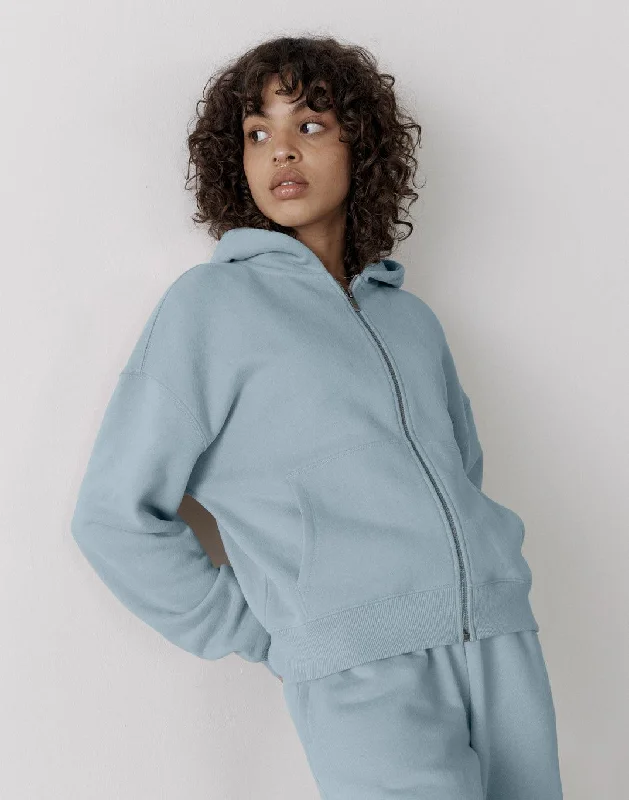Cozy Knits The Womens Full Zip Hoodie in Chalk Blue