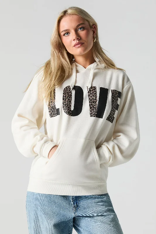 Smart Comfort Wear LOVE Cheetah Graphic Fleece Hoodie