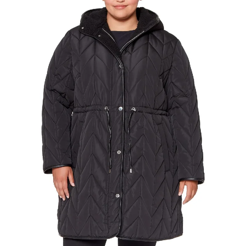 Comfortable Chic Vince Camuto Womens Plus Faux Fur Lined Hooded Puffer Jacket