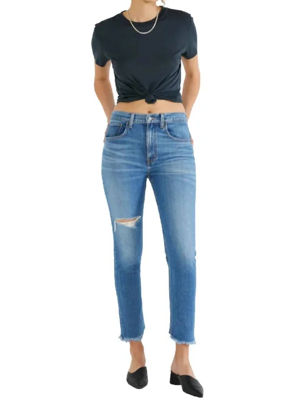 Timeless Style Scarlet Mid Rise Slim Jeans In Midnight Frost