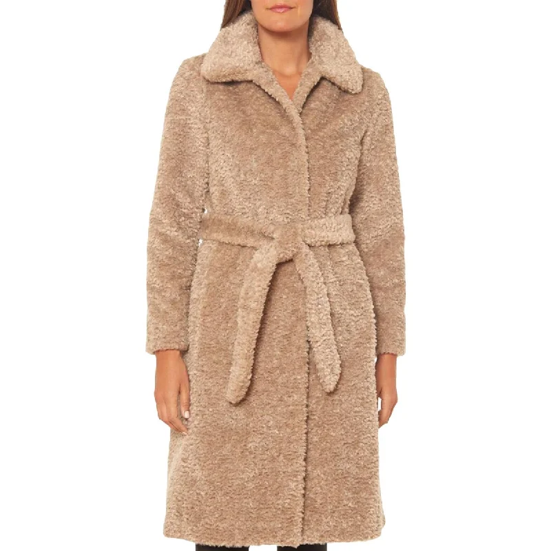 Simple Comfort Vince Camuto Women's Faux Fur Mid-Length Belted Teddy Coat