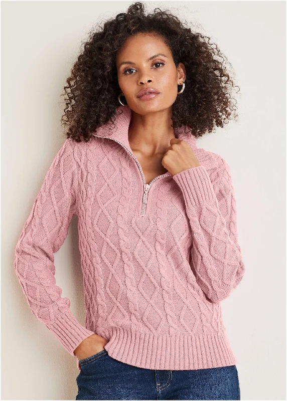 Breezy Comfort Zip Pullover - Bleached Mauve
