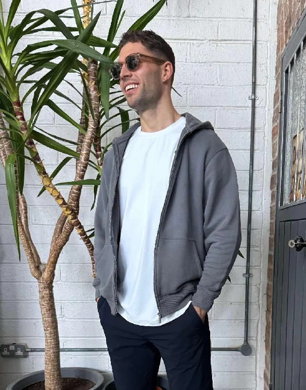 Casual Ease The Oversized Zip Hoodie in Slate Grey