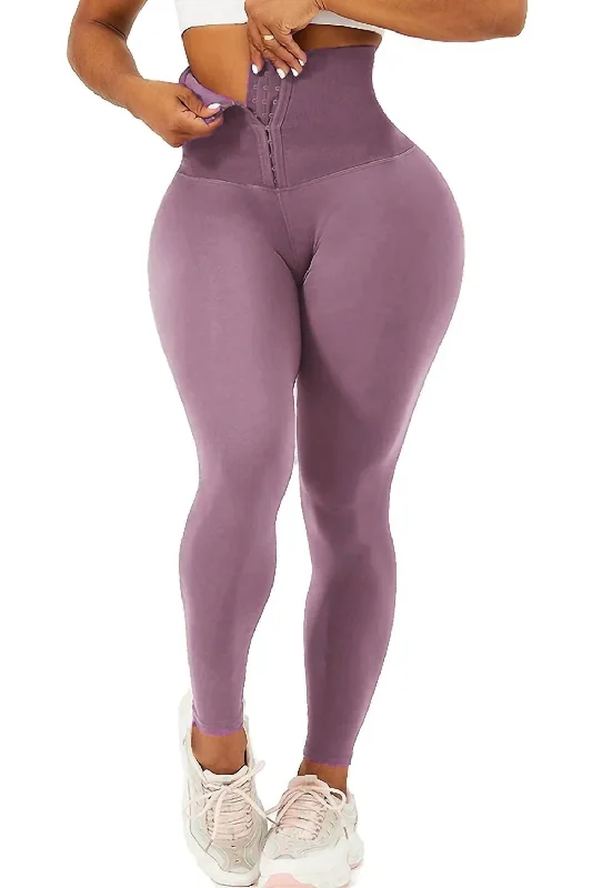 Comfortable Lifestyle Waist Trainer Leggings In Mauve