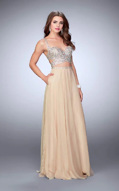 Trendy Dresses La Femme - 23966 Two-Piece Crystal Sweetheart Crisscross Long Evening Gown