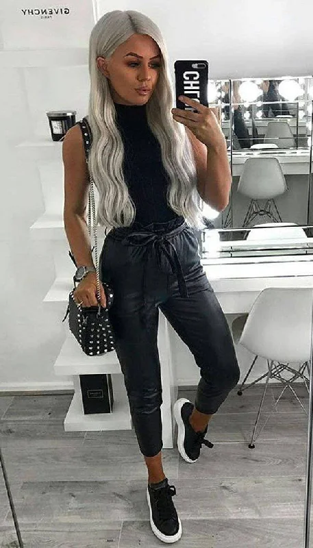 Easy Chic Faux Leather Paper Bag Trousers