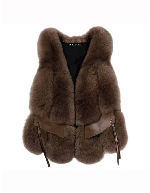 Easy Chic Genuine Fox Fur Sleeveless Waistcoat