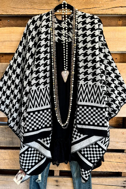 Cozy Fashions Places To Be Poncho - Black