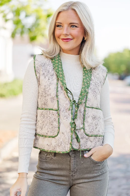 Comfortable Fitwear Always Be There Light Mocha Brown Ditsy Floral Vest
