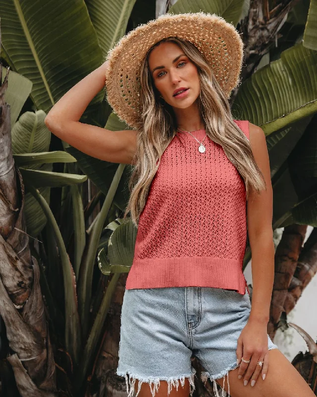 Elegant Wear Marsala Crochet Sleeveless Sweater