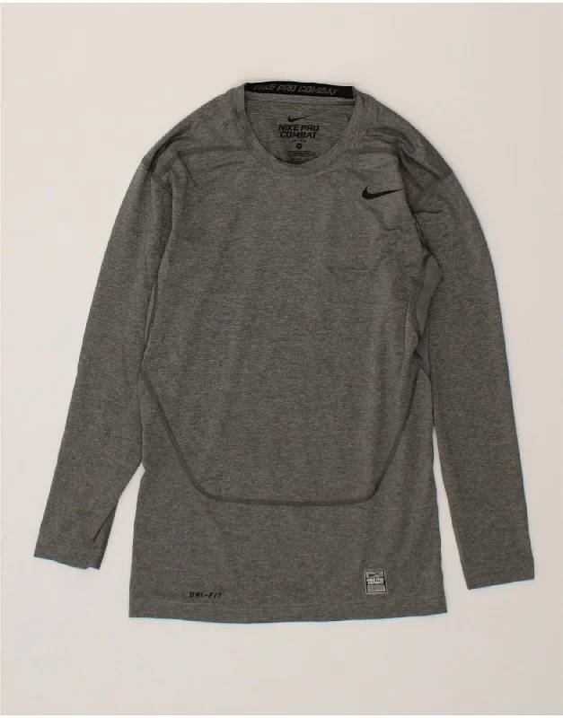 Light Comfort NIKE Womens Dri Fit Top Long Sleeve UK 12 Medium Grey Polyester