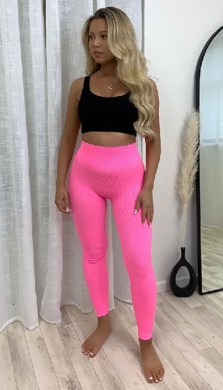 Casual Comfort Wear Ribbed Body Contour Gym Leggings