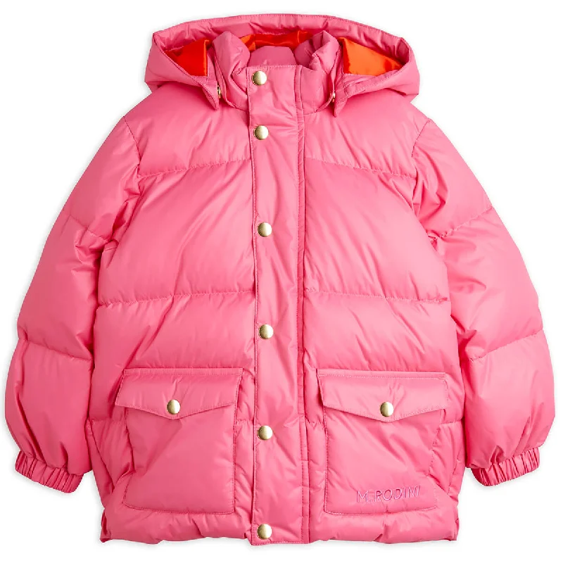 Sporty Wear Heavy Hooded Puffer Jacket in Pink by Mini Rodini