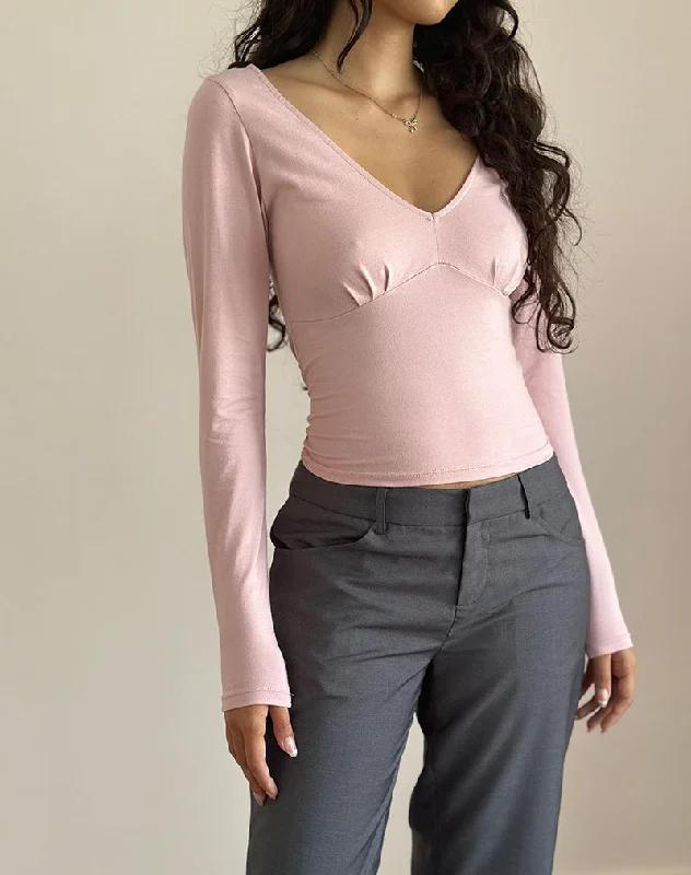 Cozy Outerwear Sisil Long Sleeve Top In Pink Lady