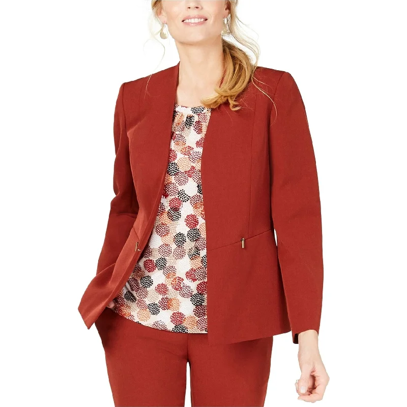 Cozy Apparel Kasper Womens Collarless Blazer Jacket, Red, 4