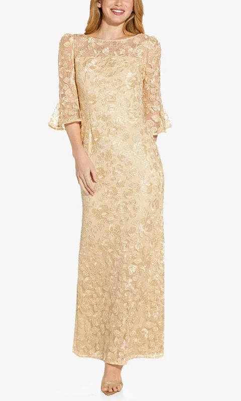 Weekend Comfort Adrianna Papell AP1E209481 - Bell Sleeve Lace Evening Gown