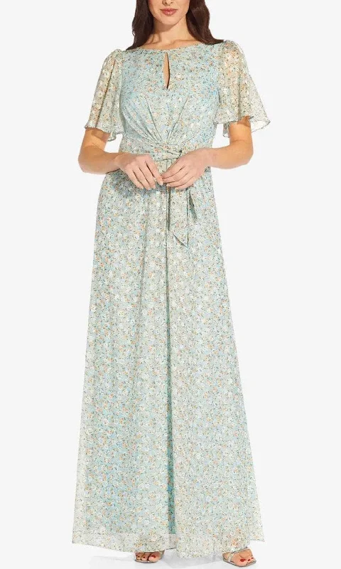 Cozy Chic Wear Adrianna Papell AP1E209532 - Flutter Sleeve Floral Long Gown