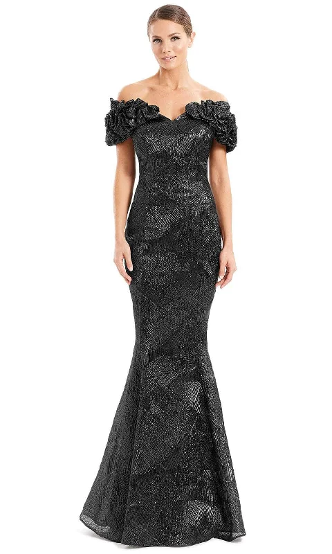 Relaxed Tops Alexander by Daymor 1650 - Ruffled Sleeve Metallic Evening Gown
