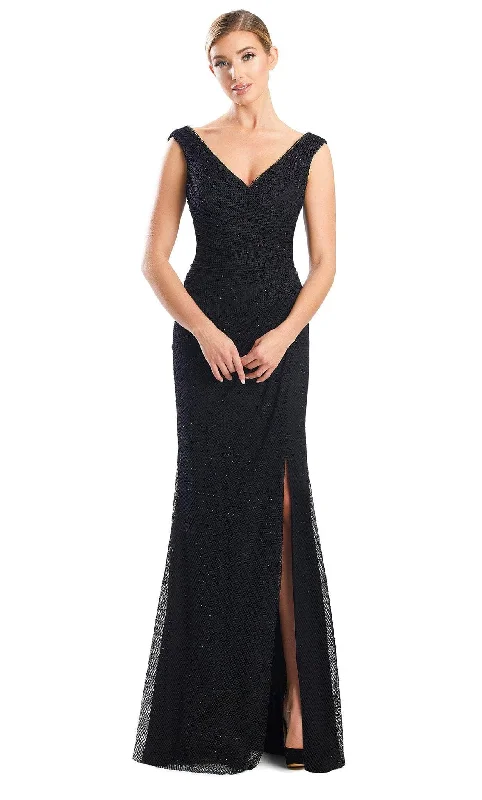 Soft Knitwear Alexander by Daymor 1754S23 - V Neck Sleeveless Slit Formal Dress