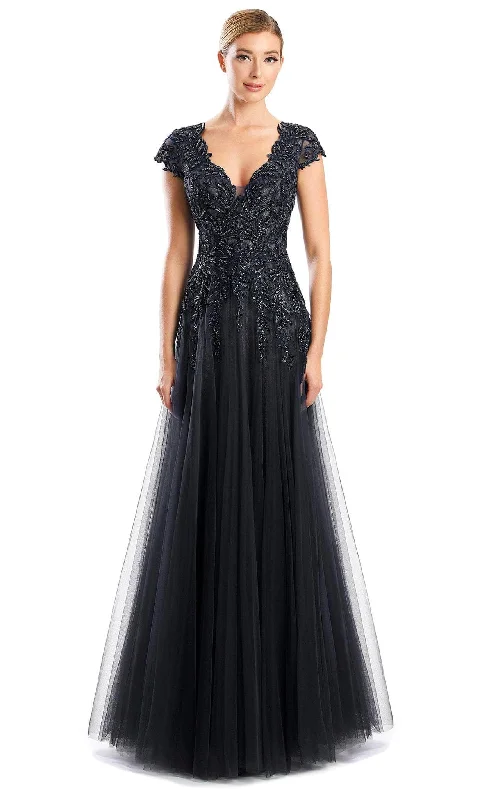 Cozy Apparel Alexander by Daymor 1755S23 - V Neck Laced A-Line Gown