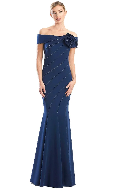 Simple Chic Alexander by Daymor 1761S23 - Rosette-Detailed Off Shoulder Gown
