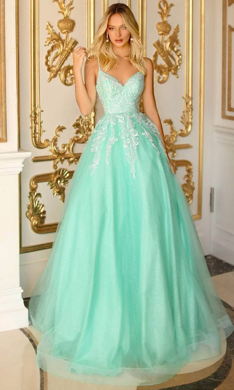 Breathable Style Clarisse 810600 - Beaded Appliqued Sleeveless Ballgown