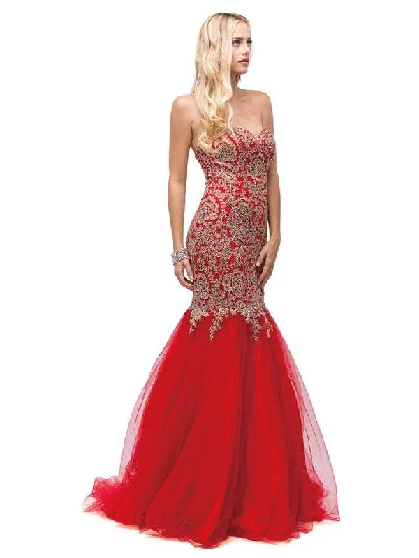 Casual Chic Outfits Dancing Queen Bridal - Strapless Beaded Lace Prom Gown 9932