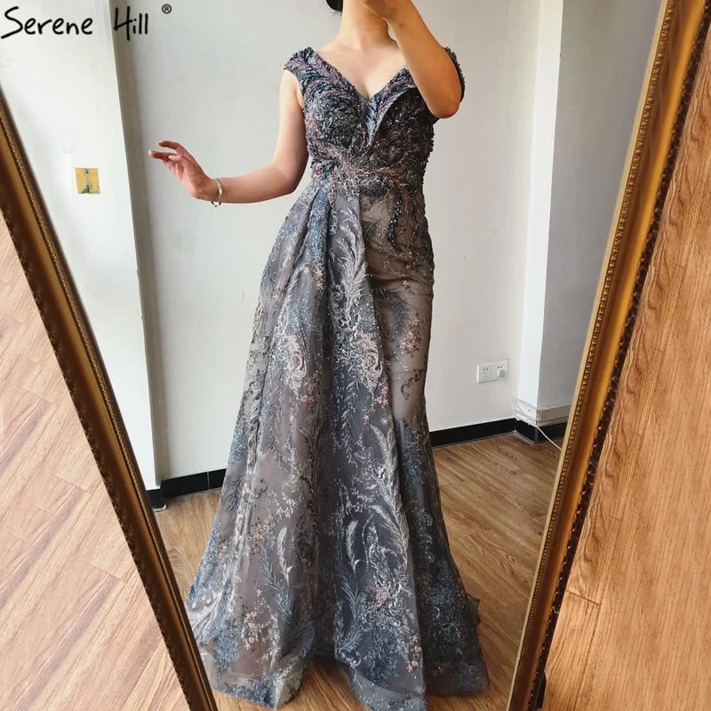 Comfortable Jackets Dubai Grey Mermaid Sleeveless Sexy Evening Dresses 2024 V-Neck Crystal Luxury Evening Gowns 2024 Serene Hill LA70557 Comfortable Jackets Dubai Grey Mermaid Sleeveless Sexy Evening Dresses 2024 V-Neck Crystal Luxury Evening Gowns 2024 Serene Hill LA70557