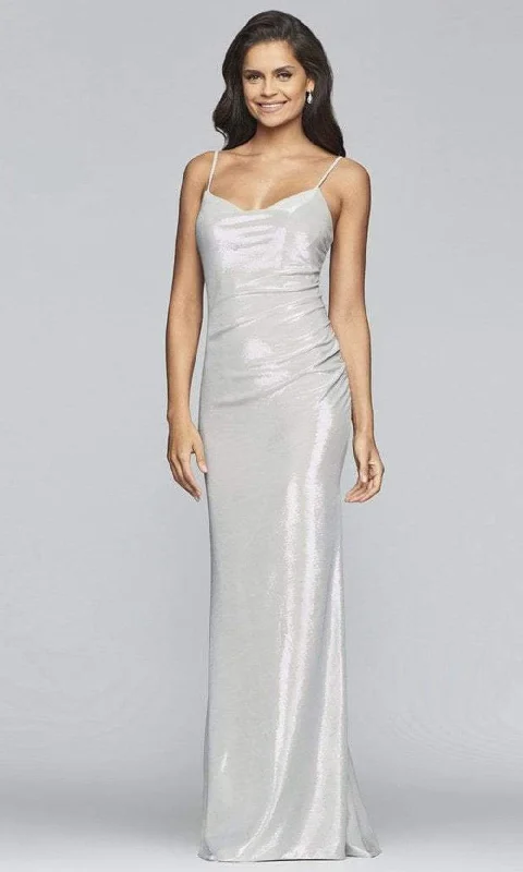 Casual Fit Wear Faviana - Cowl Neck Metallic Jersey Sheath Dress S10256