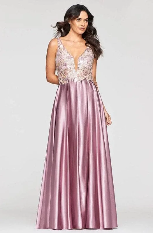 Elegant Dressing Faviana - S10442 Embroidered Floral Applique Long Dress
