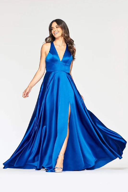 Comfortable Tops Faviana - Sleek Plunging Halter High Slit Gown S10440