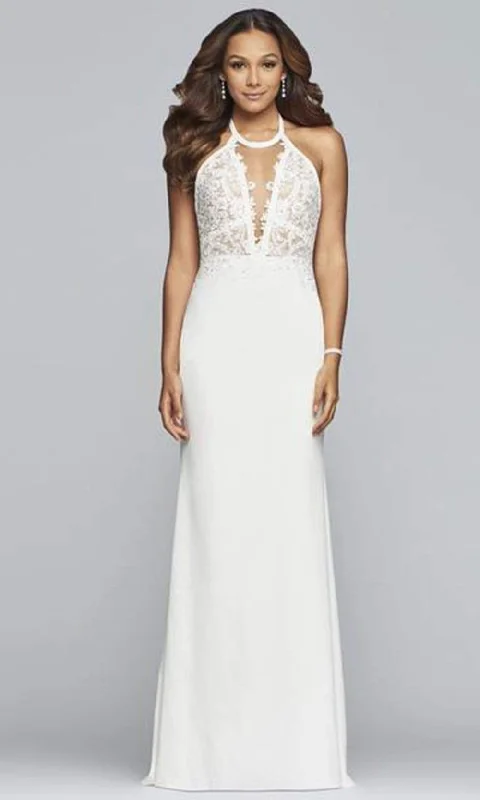 Soft Trends Faviana - Sleeveless Front Cutout Open Back Sheath Dress S10296