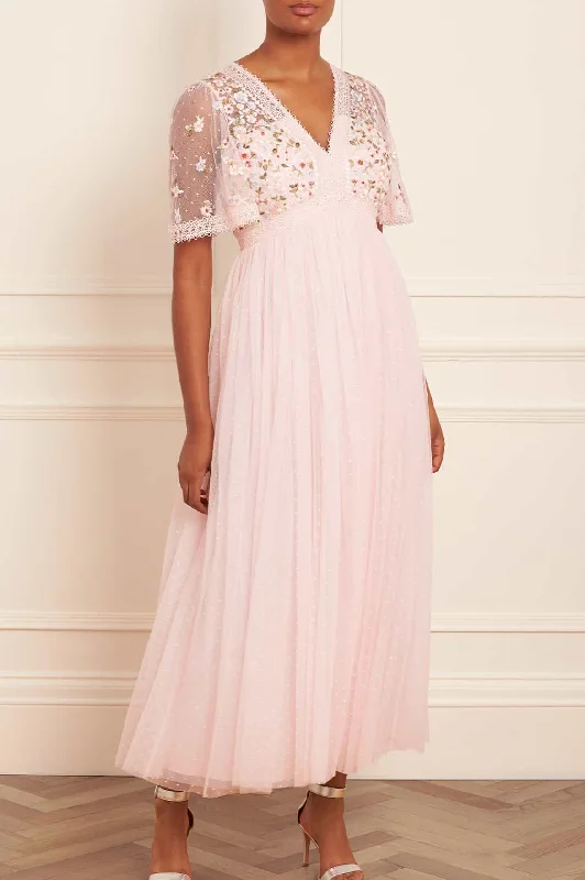 Easy Chic Wear Garland Ribbon Bodice Ankle Gown