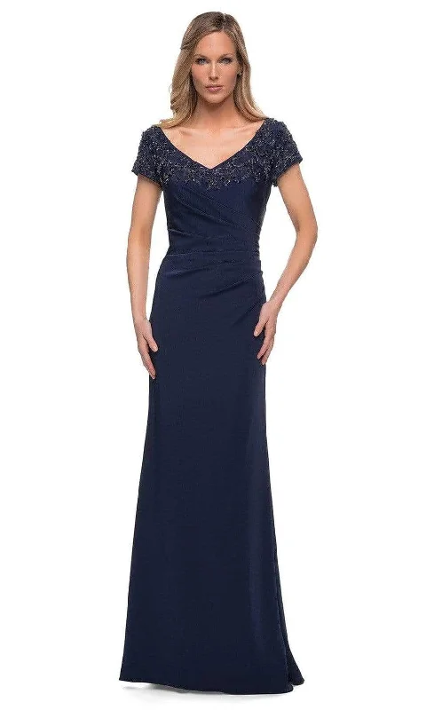 Cozy Fashion Trends La Femme - 28321 V-Neck Fitted Evening Dress