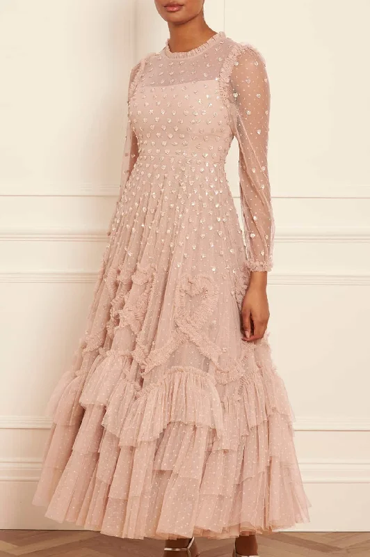 Comfortable Lounge Wear Love Letter Round Neck Ankle Gown