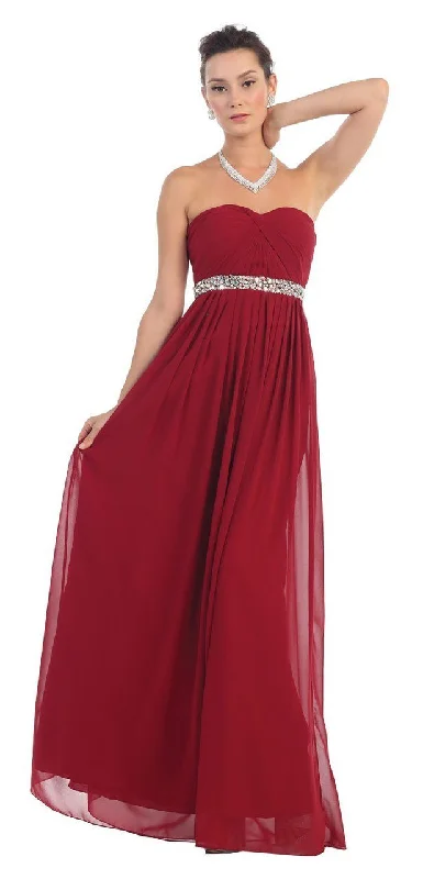 Easy Wear Chic May Queen - Strapless Bejeweled A-Line Gown MQ-1169