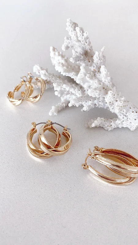 Light Fit Maya Twist Earrings Set - Gold
