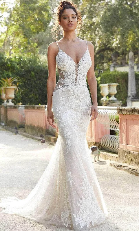 Cozy Lifestyle Mori Lee Bridal 2467 - Illusion Deep V-Neck Bridal Dress