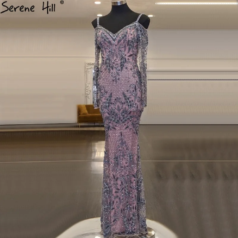 Breezy Outfits Serene Hill Grey Pink Beaded Mermaid Evening Dresses Gowns 2024 Luxury Elegant Sexy For Women Party LA71279 Breezy Outfits Serene Hill Grey Pink Beaded Mermaid Evening Dresses Gowns 2024 Luxury Elegant Sexy For Women Party LA71279