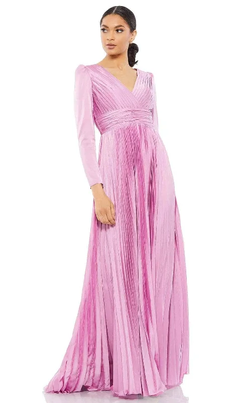 Cozy Outerwear Ieena Duggal - 26542I Long Sleeve Pleat-Ornate Gown