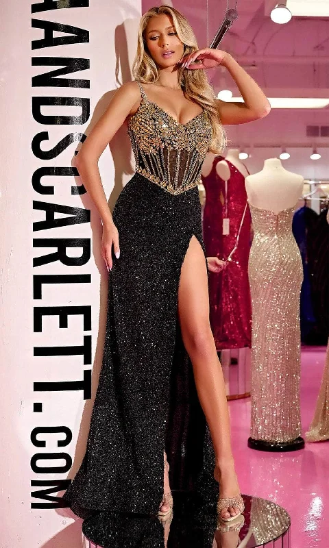Relaxed Tops Portia and Scarlett PS24872C - Illusion Corset Beaded Prom Gown